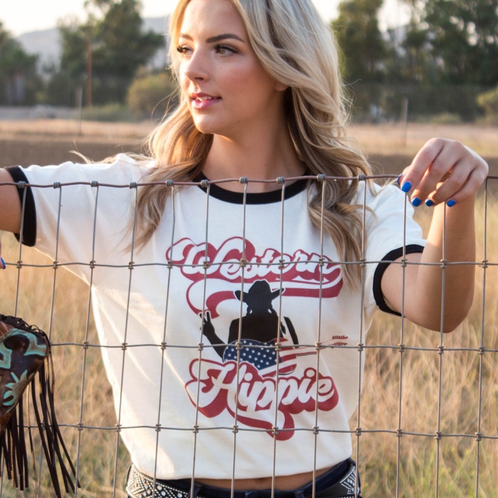 Off White “Western Hippie” baseball tee
